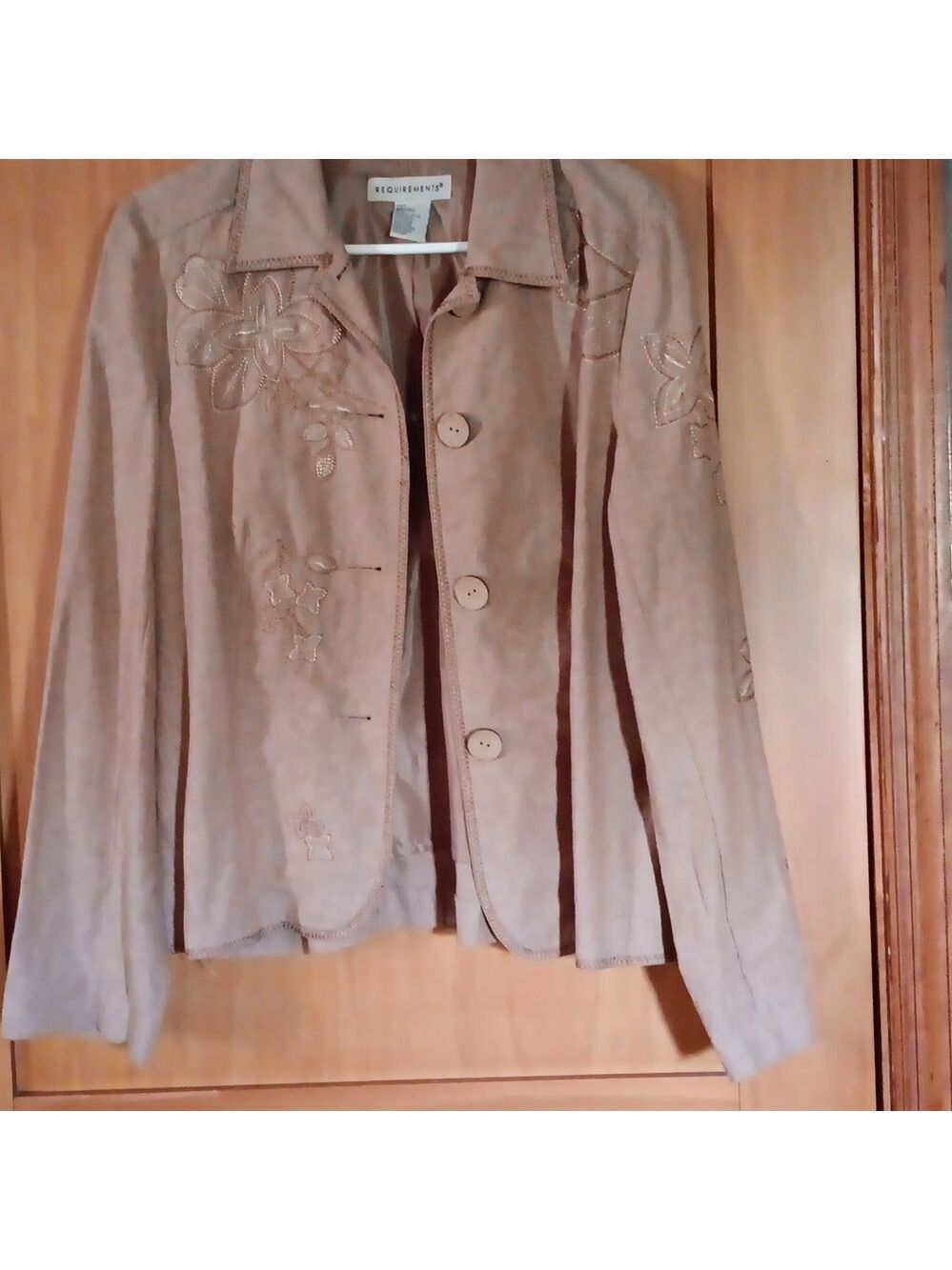 Requirements Jacket Women's Embroidered Buttons Light Weight Linen Size L
